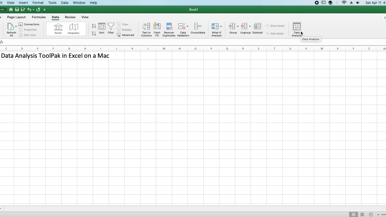 add data analysis toolpak in excel 2011 for mac